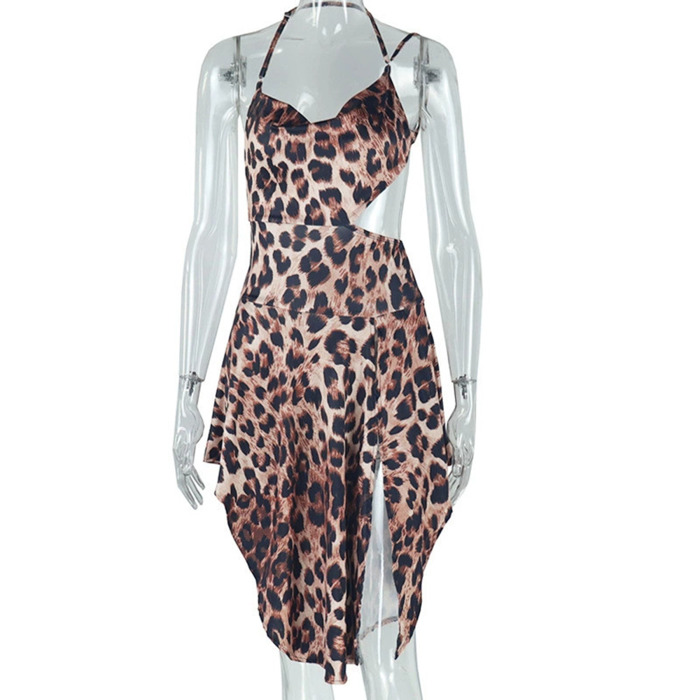 ZARA Chic Womens Bodycon Asymmetric Leopard Print Cami Pullover Dress - Picture 6 of 6